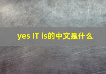 yes IT is的中文是什么